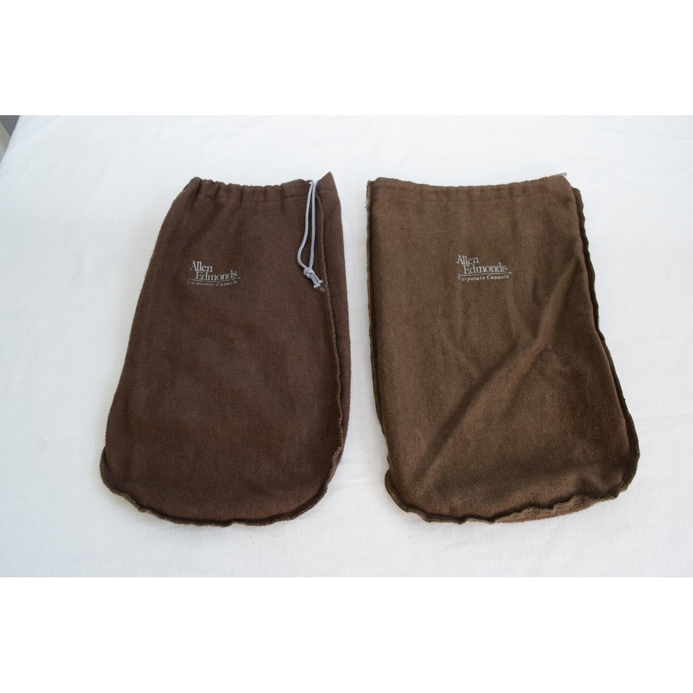 Allen Edmonds Shoe Bags OS Brown Flannel Drawstring Logo Pair Mens Travel Care